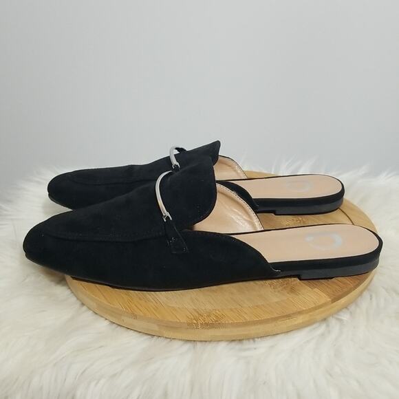NWT Journee Collection Ameena Black Vegan Leather Mule Flats - Picture 2 of 8